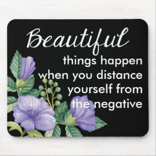 Floral Motivational Attitude Purple Flower Black Mouse Pad