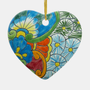 Floral motive ceramic ornament