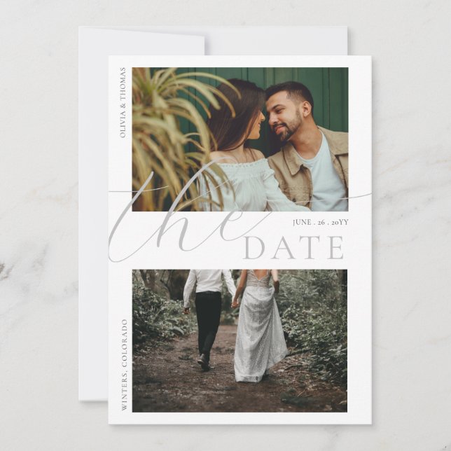 Floral Mountain Poppy Wedding 2 Photos Save Date Invitation (Front)