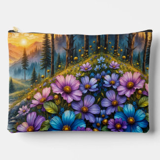 Floral Mountain Valley Sunrise Landscape Accessory Pouch
