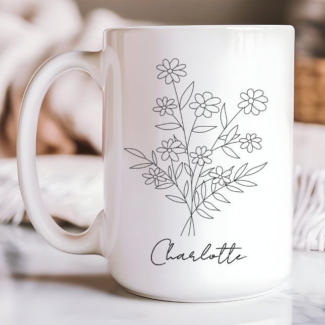 Floral mug, Custom name mug, Mothers day, Birthday Coffee Mug (personalized name mug, Mother’s Day mug, gift for mom, gift for new mom, birthday gift mug, mom gift)