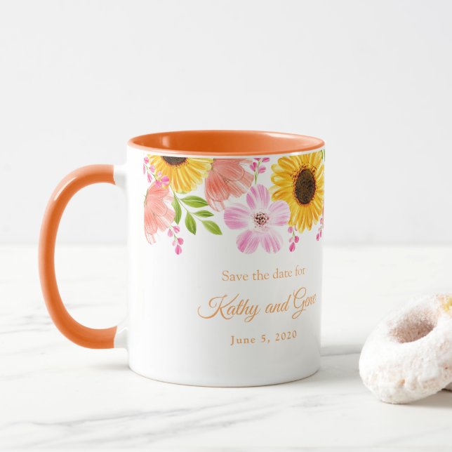 Floral Mug-Save the date Mug (With Donut)