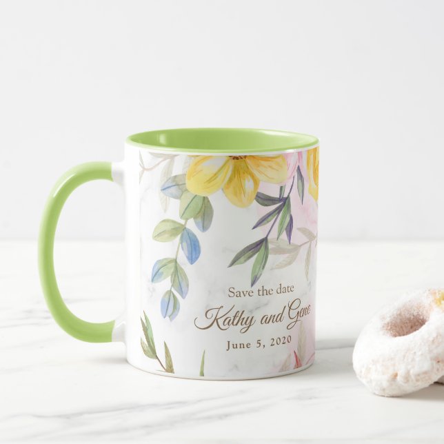 Floral Mug-Save the date Mug (With Donut)