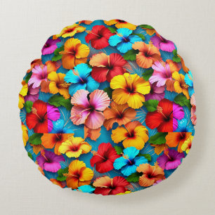 Floral Multicolored Flowers Pattern-36355 Round Cushion