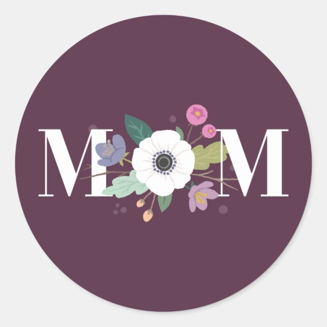 Floral Mum Mother's Day Sticker - Plum (Front)