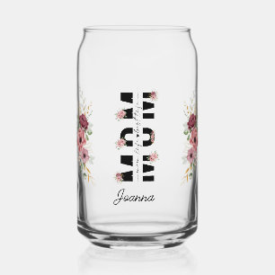 Floral Mum- Pink and Cream Personalised Libby Can Glass