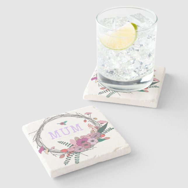 Floral Mum Stone Coaster (Side)