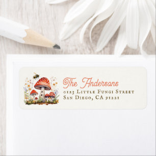 Floral Mushroom Bee Return Address Return Address Label
