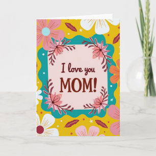 Floral Mustard Pattern Mum Card