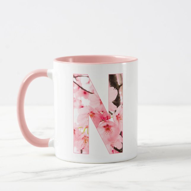 Floral N Initial Mug | Personalised Name & Traits (Left)