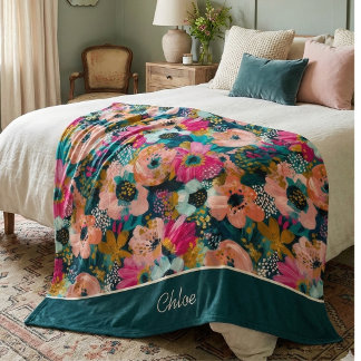 Floral Name Fleece Blanket