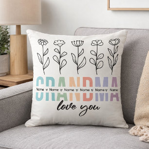 Floral Name Gift from Grandkids for Mother’s Day Cushion