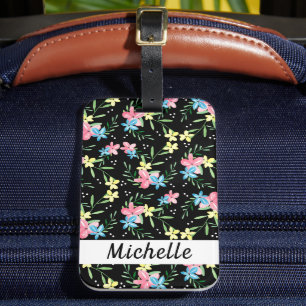 Floral Name Luggage Tag