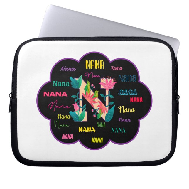Floral Name Nana Laptop Sleeve (Front)