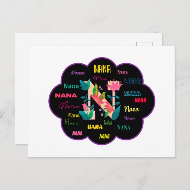 Floral Name Nana Postcard (Front/Back)