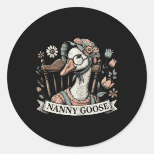 Floral Nanny Goose Funny Nana Goose Floral Mothers Classic Round Sticker