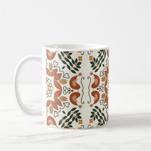 Floral natural abstract geometric pattern on white coffee mug