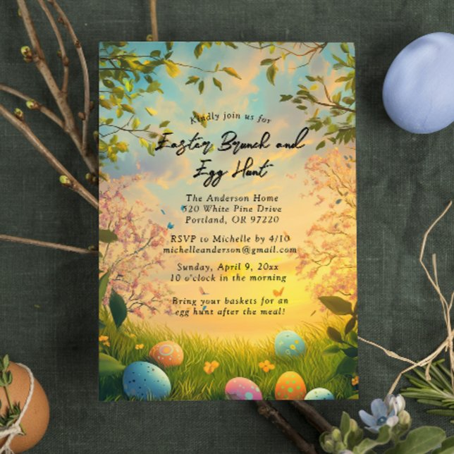 Floral nature and Easter Brunch and egg hunt Invitation (Creator Uploaded)