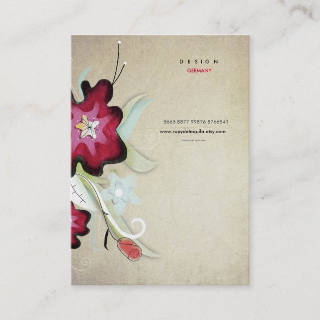 Floral nature handmade art woman business card (Front)