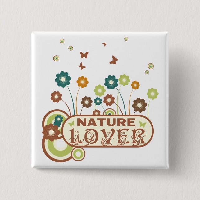 Floral Nature Lover 15 Cm Square Badge (Front)