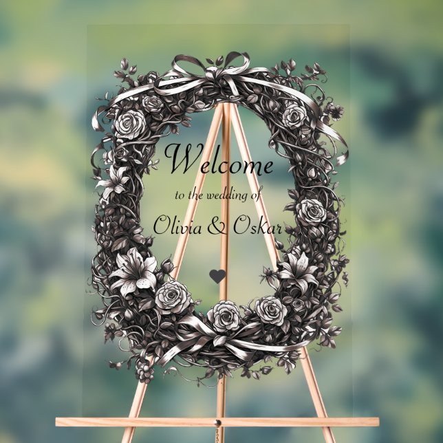 Floral Nature Wreath, Acrylic Sign (Neutral)