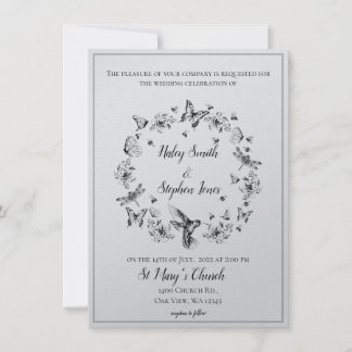 Floral Nature Wreath Formal Wedding Invitation
