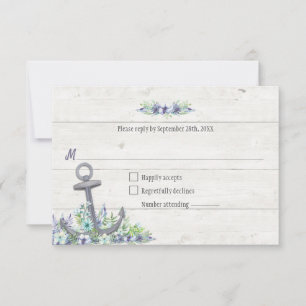 Floral Nautical Anchor Party RSVP Reply Card