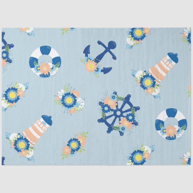 Floral Nautical Series Design 7 Tissue Paper (Front)