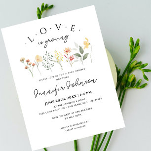 Floral Nautral Love is Growing Boho Baby Shower Postcard