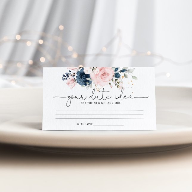 Floral navy blush Date night idea Enclosure Card (Creator Uploaded)