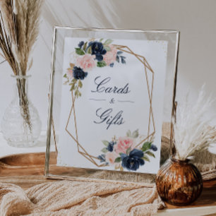 Floral Navy & blush geometric Cards & Gifts sign