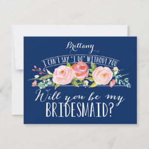Floral Navy Bridesmaid Card