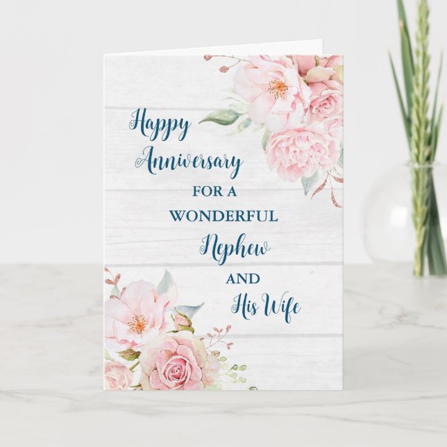 Floral Nephew and his Wife Anniversary Card (Front)