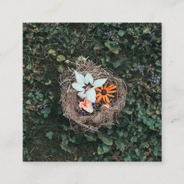 Floral Nest Square Business Card (Front)