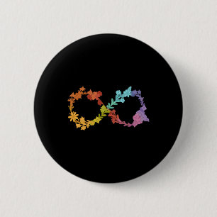 Floral Neurodiversity Infinity Symbol Autism Aware 6 Cm Round Badge