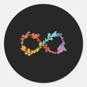 Floral Neurodiversity Infinity Symbol Autism Aware Classic Round Sticker