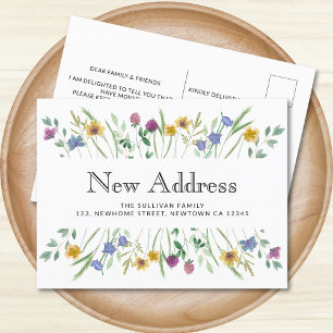 Floral New Address Moving Announcement Postcard