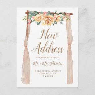 Floral New Address Rustic New Home Announcement Postcard