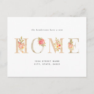 Floral New Home Moving Announcement Postcard