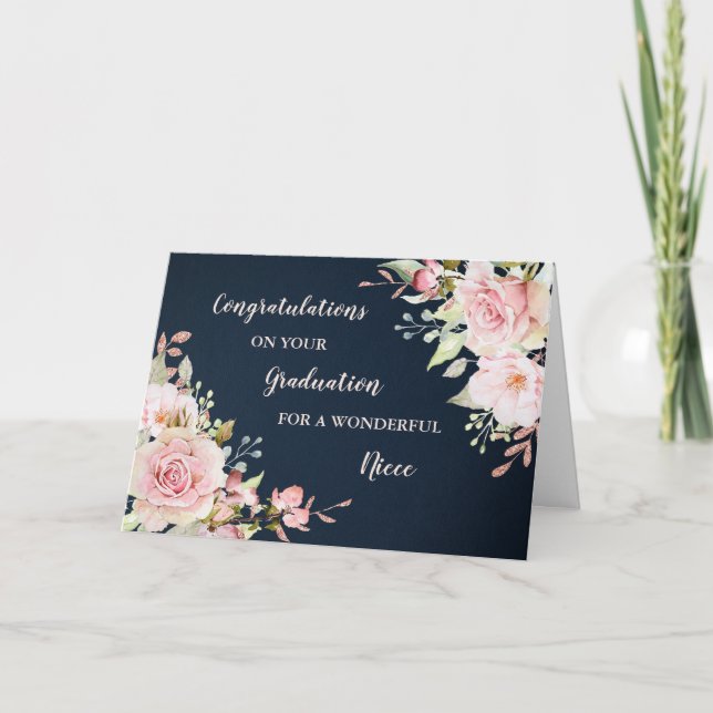 Floral Niece Congratulations Graduation Card (Front)
