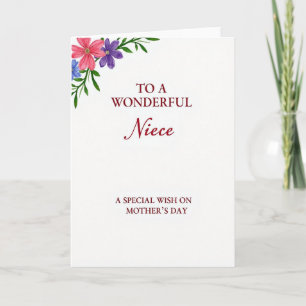 Floral Niece Mothers Day Wish Card