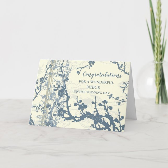 Floral Niece Wedding Day Congratulations Card (Front)