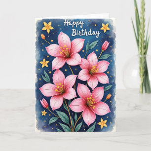 Floral Night Birthday Card