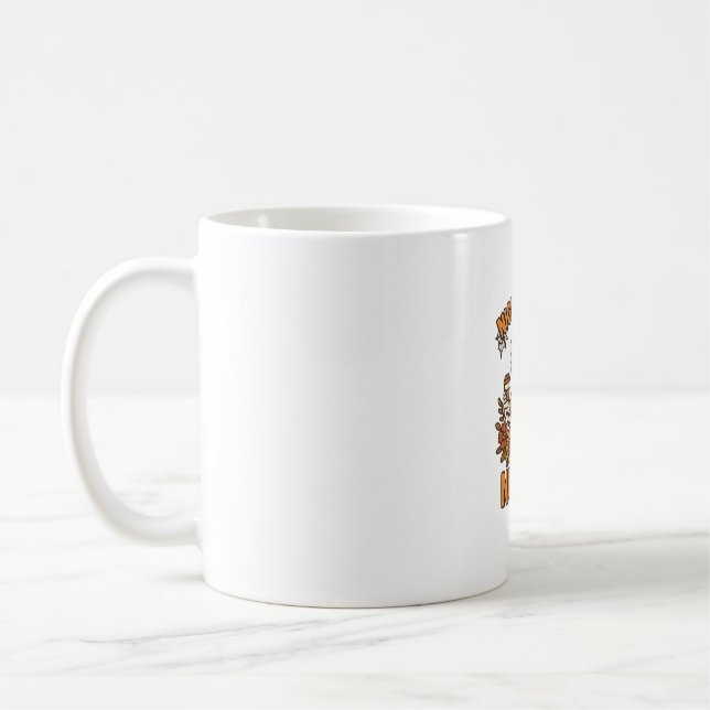 Floral Night Shift Nurse Skeleton Halloween RN Nur Coffee Mug (Left)