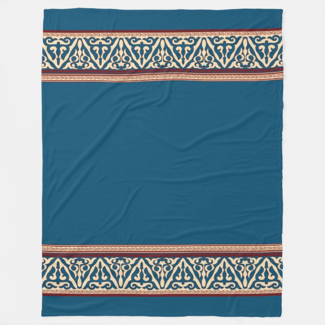 Floral nomadic Central Asian Fleece Blanket (Front)