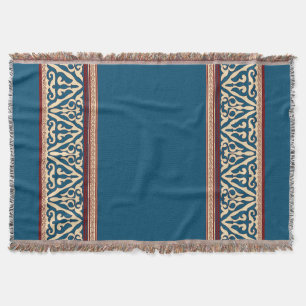 Floral nomadic Central Asian Throw Blanket