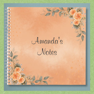 Floral Notebook in Shades of Peach and Sage