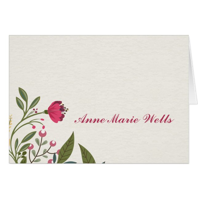 Floral Notecard Folded with Optional Photo (Front Horizontal)