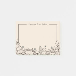 Floral Notepad thin border and personalised name