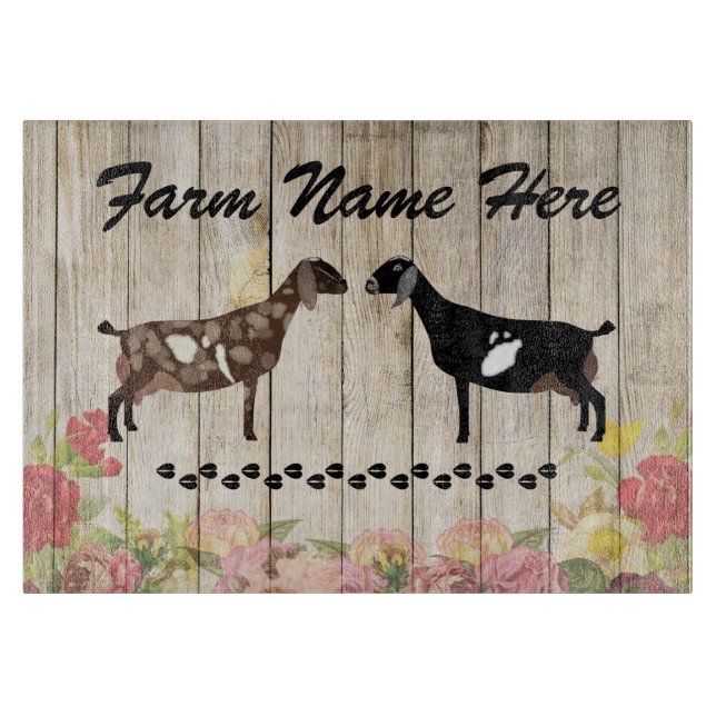 Floral Nubian Dairy Goat Farm Cutting Board (Front)